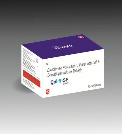 Diclofenac potassium 50 mg, PARACETAMOL 325 mg and Serratiopeptidase 10 mg.